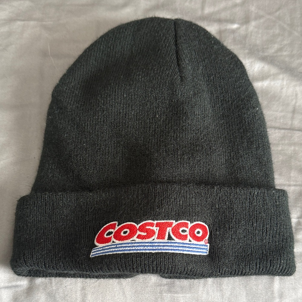 Costco Embroidered INSULATED Beanie Hat - Black with Red & Blue Logo